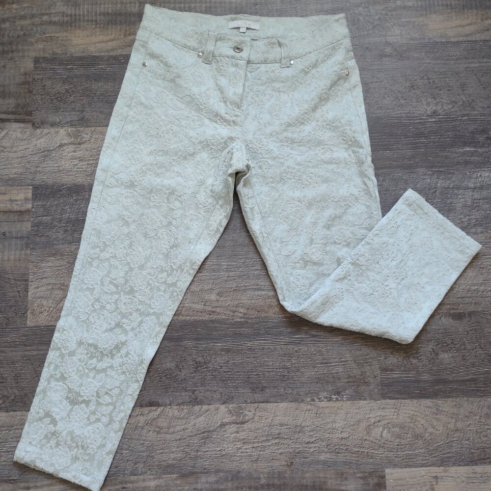 Cache Luxe Pants Size 6 Pale Green Tapestry